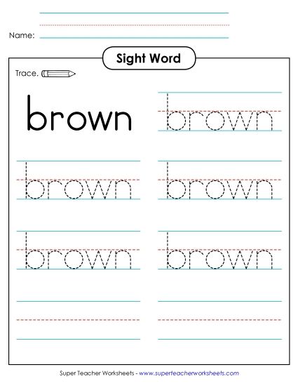 Trace the Word: Brown (Printable PDF Worksheet)