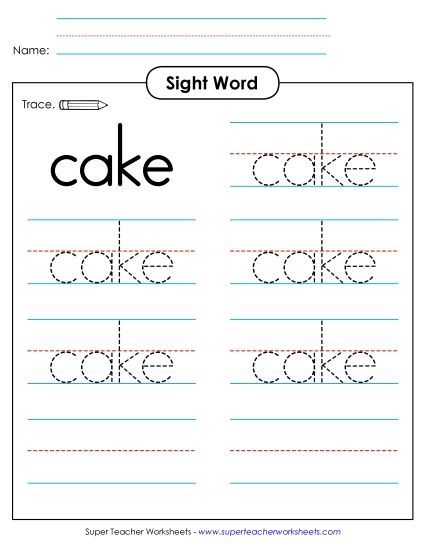 Trace the Word: Cake (Printable PDF Worksheet)
