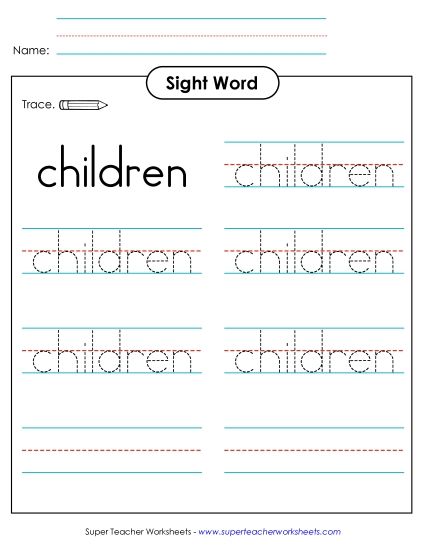 Trace the Word: Children (Printable PDF Worksheet)