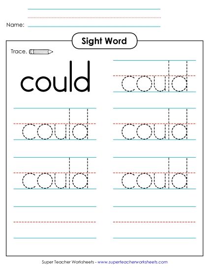 Trace the Word: Could (Printable PDF Worksheet)