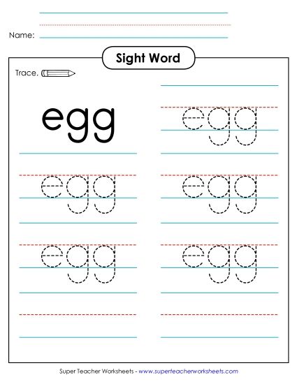 Trace the Word: Egg (Printable PDF Worksheet)
