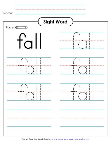 Trace the Word: Fall (Printable PDF Worksheet)