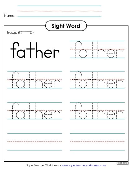 Trace the Word: Father (Printable PDF Worksheet)