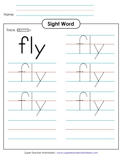 Trace the Word: Fly (Printable PDF Worksheet)