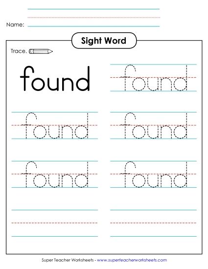Trace the Word: Found (Printable PDF Worksheet)
