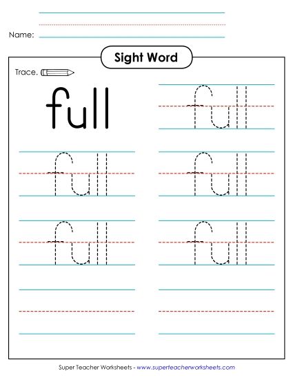 Trace the Word: Full (Printable PDF Worksheet)