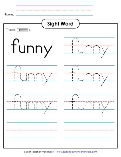 Trace the Word: Funny (Printable PDF Worksheet)
