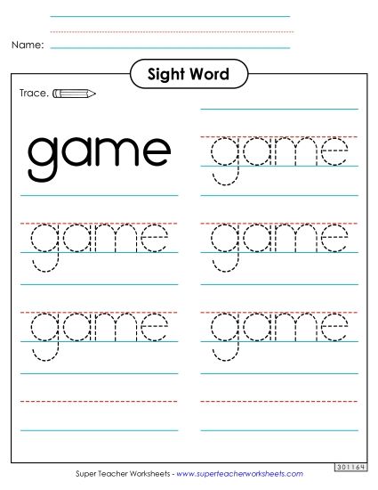 Trace the Word: Game (Printable PDF Worksheet)