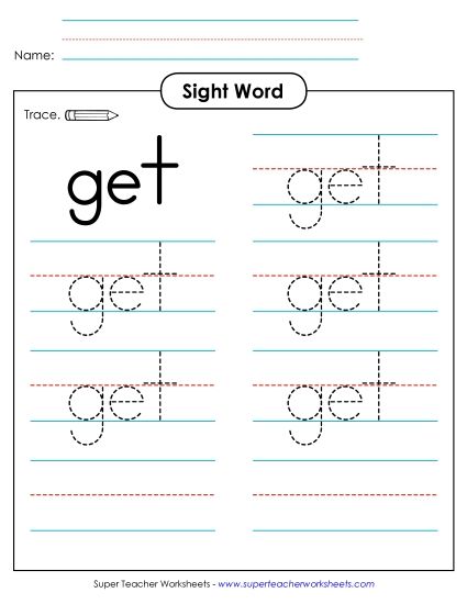 Trace the Word: Get (Printable PDF Worksheet)