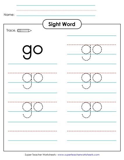 Trace the Word: Go (Printable PDF Worksheet)