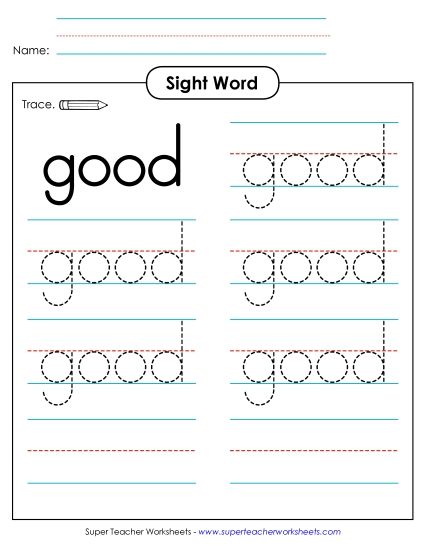 Trace the Word: Good (Printable PDF Worksheet)