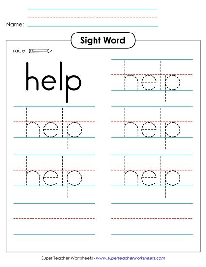 Trace the Word: Help (Printable PDF Worksheet)