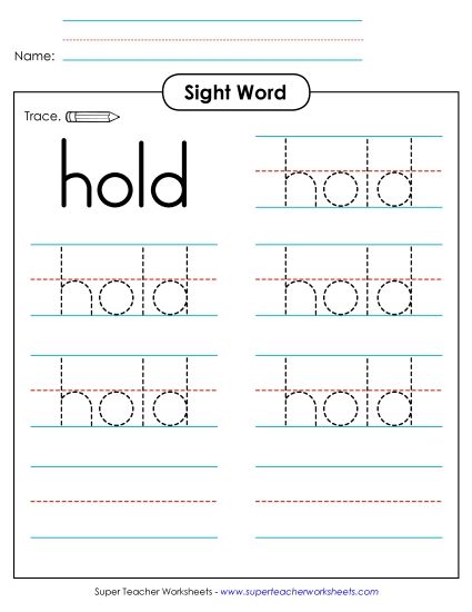 Trace the Word: Hold (Printable PDF Worksheet)