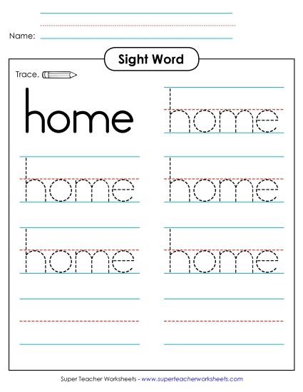 Trace the Word: Home (Printable PDF Worksheet)