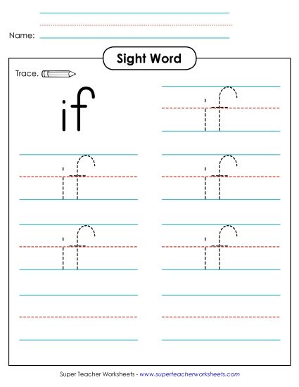 Trace the Word: If (Printable PDF Worksheet)