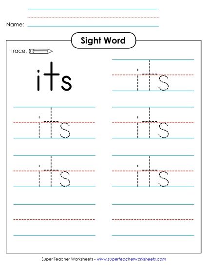 Trace the Word: Its (Printable PDF Worksheet)