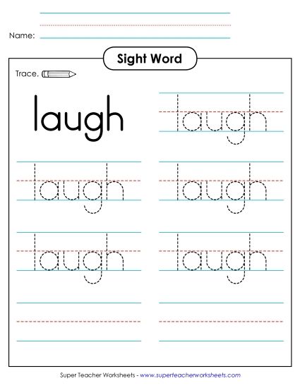 Trace the Word: Laugh (Printable PDF Worksheet)