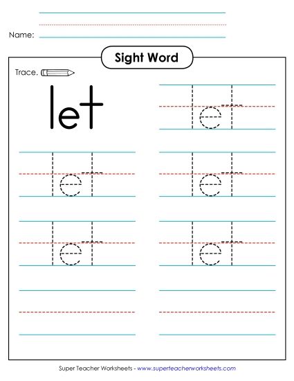 Trace the Word: Let (Printable PDF Worksheet)