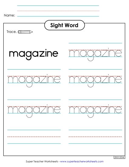 Trace the Word: Magazine (Printable PDF Worksheet)