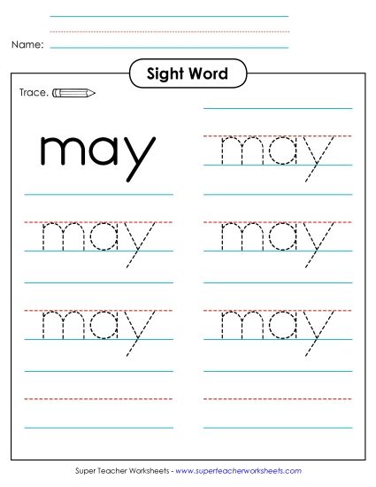 Trace the Word: May (Printable PDF Worksheet)