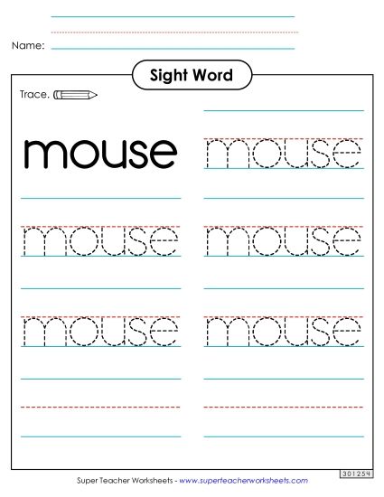 Trace the Word: Mouse (Printable PDF Worksheet)
