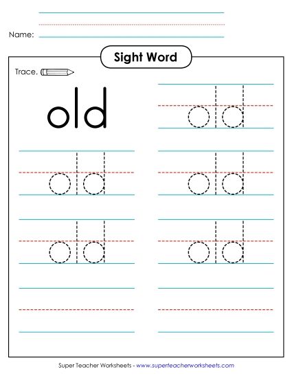 Trace the Word: Old (Printable PDF Worksheet)