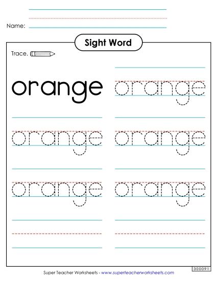 Trace the Word: Orange (Printable PDF Worksheet)