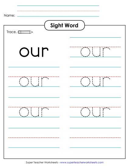 Trace the Word: Our (Printable PDF Worksheet)