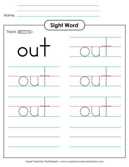 Trace the Word: Out (Printable PDF Worksheet)