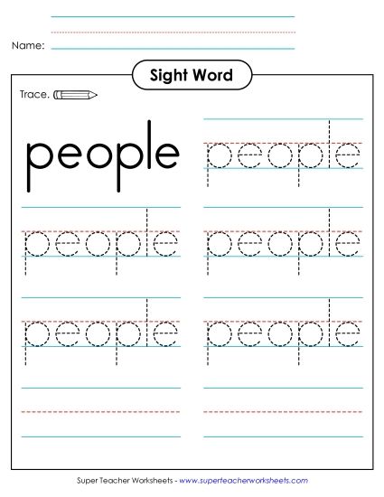 Trace the Word: People (Printable PDF Worksheet)