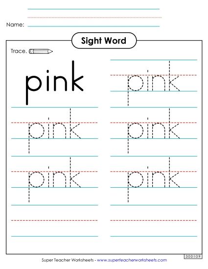 Trace the Word: Pink (Printable PDF Worksheet)