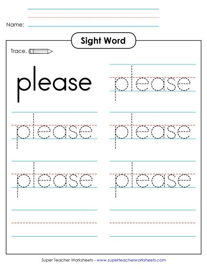 Trace the Word: Please (Printable PDF Worksheet)