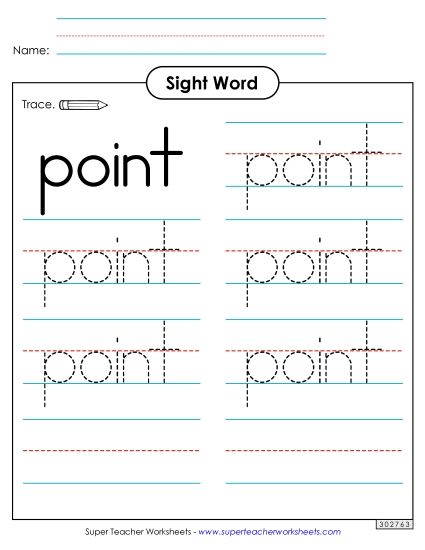 Trace the Word: Point (Printable PDF Worksheet)