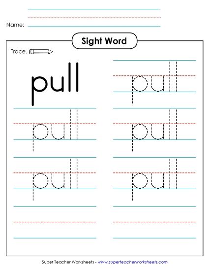 Trace the Word: Pull (Printable PDF Worksheet)