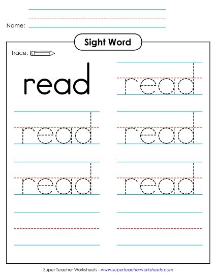 Trace the Word: Read (Printable PDF Worksheet)