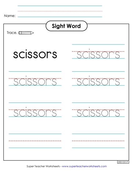 Trace the Word: Scissors (Printable PDF Worksheet)