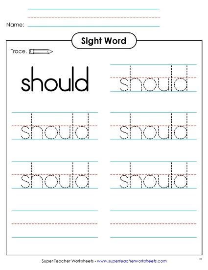 Trace the Word: Should (Printable PDF Worksheet)