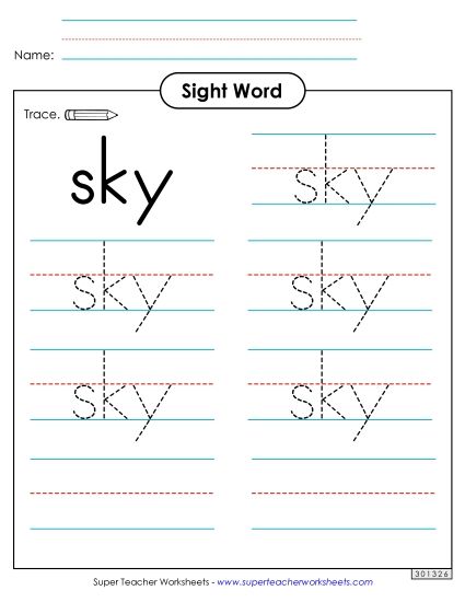 Trace the Word: Sky (Printable PDF Worksheet)
