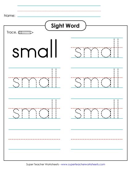 Trace the Word: Small (Printable PDF Worksheet)