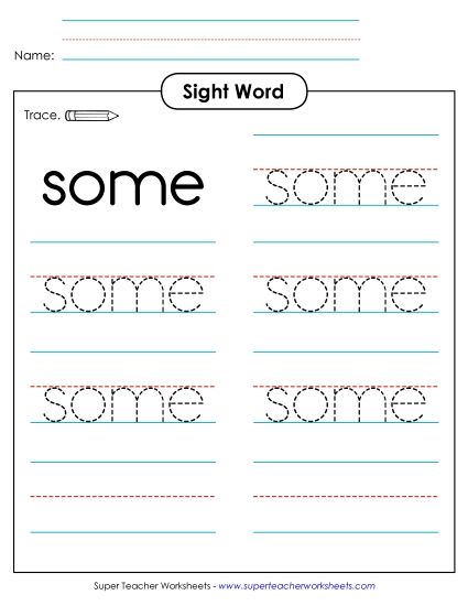 Trace the Word: Some (Printable PDF Worksheet)