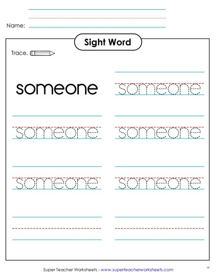 Trace the Word: Someone (Printable PDF Worksheet)