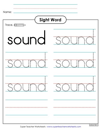 Trace the Word: Sound (Printable PDF Worksheet)
