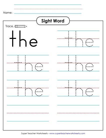 Trace the Word: The (Printable PDF Worksheet)