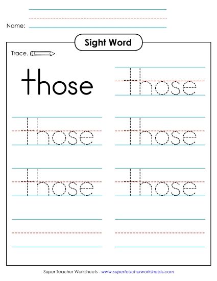 Trace the Word: Those (Printable PDF Worksheet)