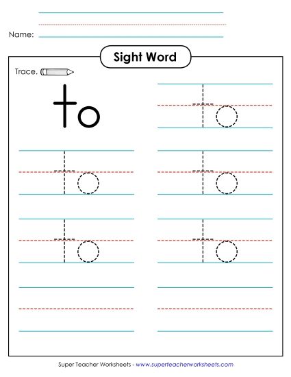 Trace the Word: To (Printable PDF Worksheet)