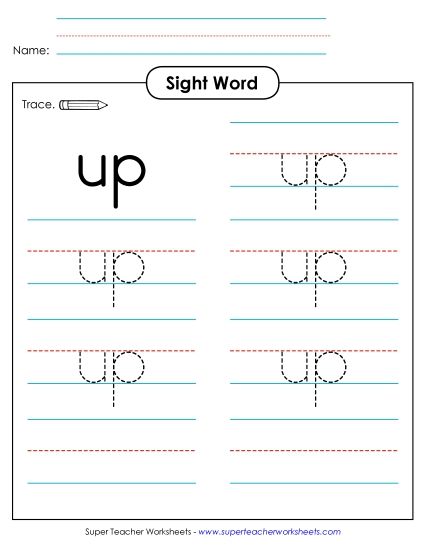 Trace the Word: Up (Printable PDF Worksheet)