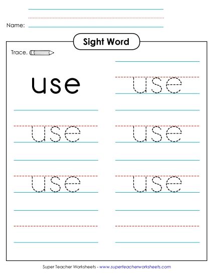 Trace the Word: Use (Printable PDF Worksheet)