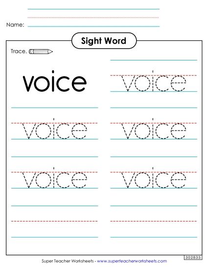 Trace the Word: Voice (Printable PDF Worksheet)