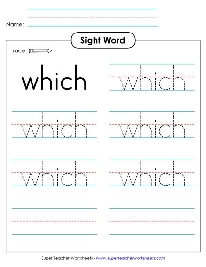 Trace the Word: Which (Printable PDF Worksheet)