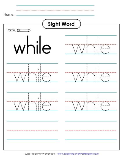 Trace the Word: While (Printable PDF Worksheet)